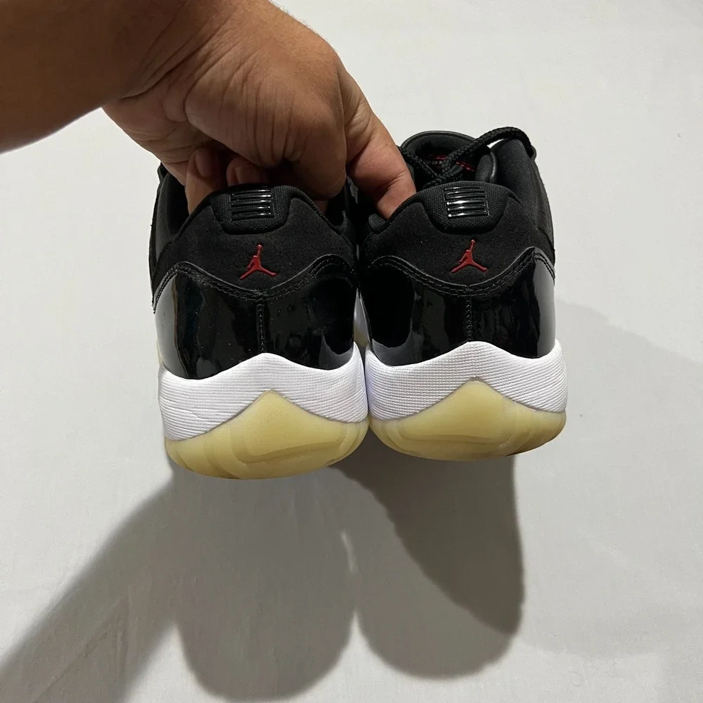 Nike Air Jordan 11 72-10 Retro Low Mens Black White Patent Shoes Sneakers 11.5